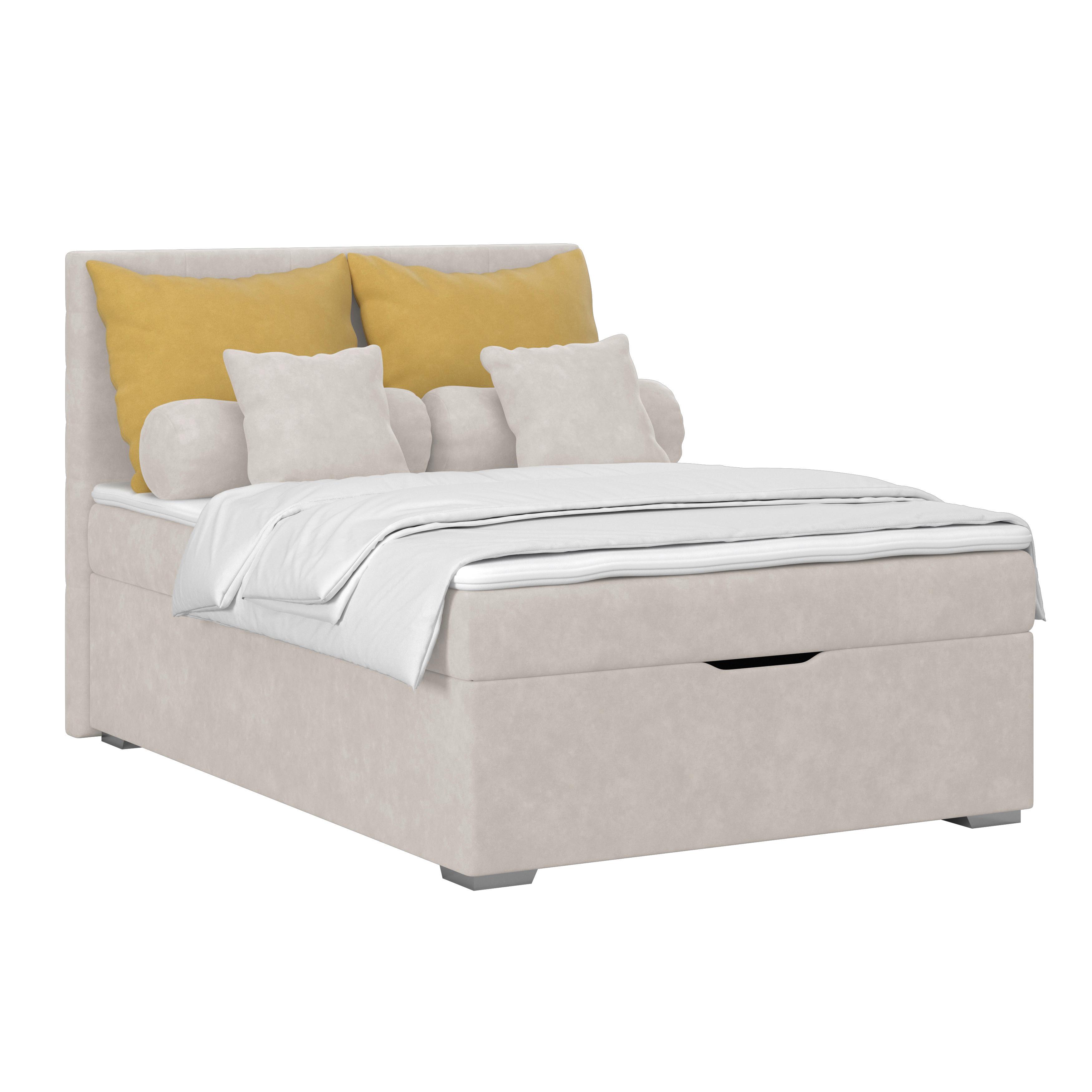 Polsterbett Adria - Taupe/Chromfarben, KONVENTIONELL, Holz/Textil (140/200cm)