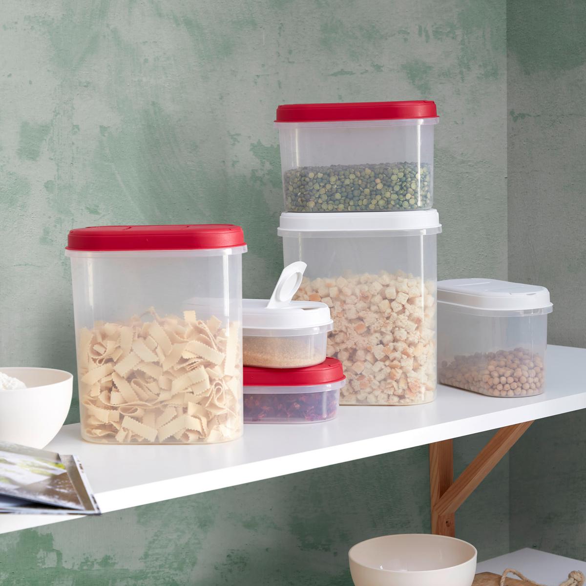 Schüttdose Lara ca. 1,1 L, Spülmaschinengeeignet - Transparent/Weiß, KONVENTIONELL, Kunststoff (9,4/18,7/12,3cm) - Plast Team