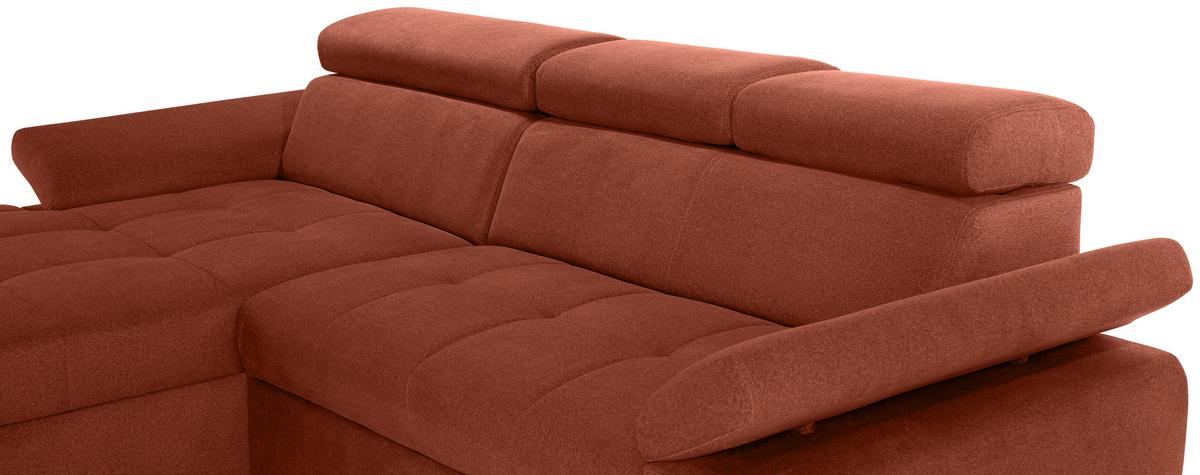 Ecksofa Mit Bettkasten Perry Rostfarben 292x183 Cm - Rostfarben/Silberfarben, Design, Textil (183/292cm) - Livetastic