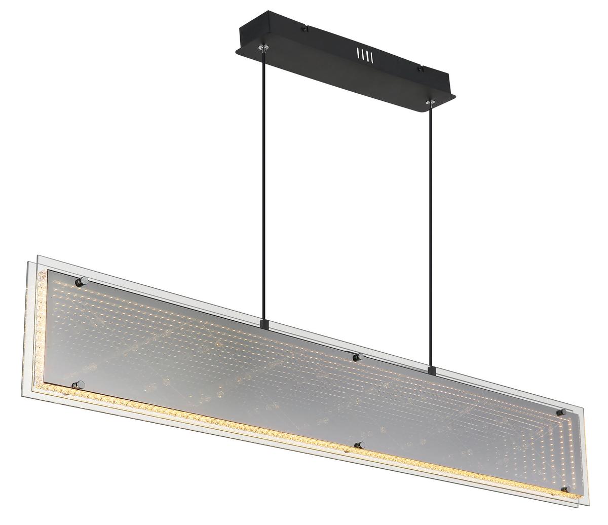 LED-Hängeleuchte Memory-Funktion - Klar/Chromfarben, Design, Glas/Kunststoff (113/8/120cm) - Globo