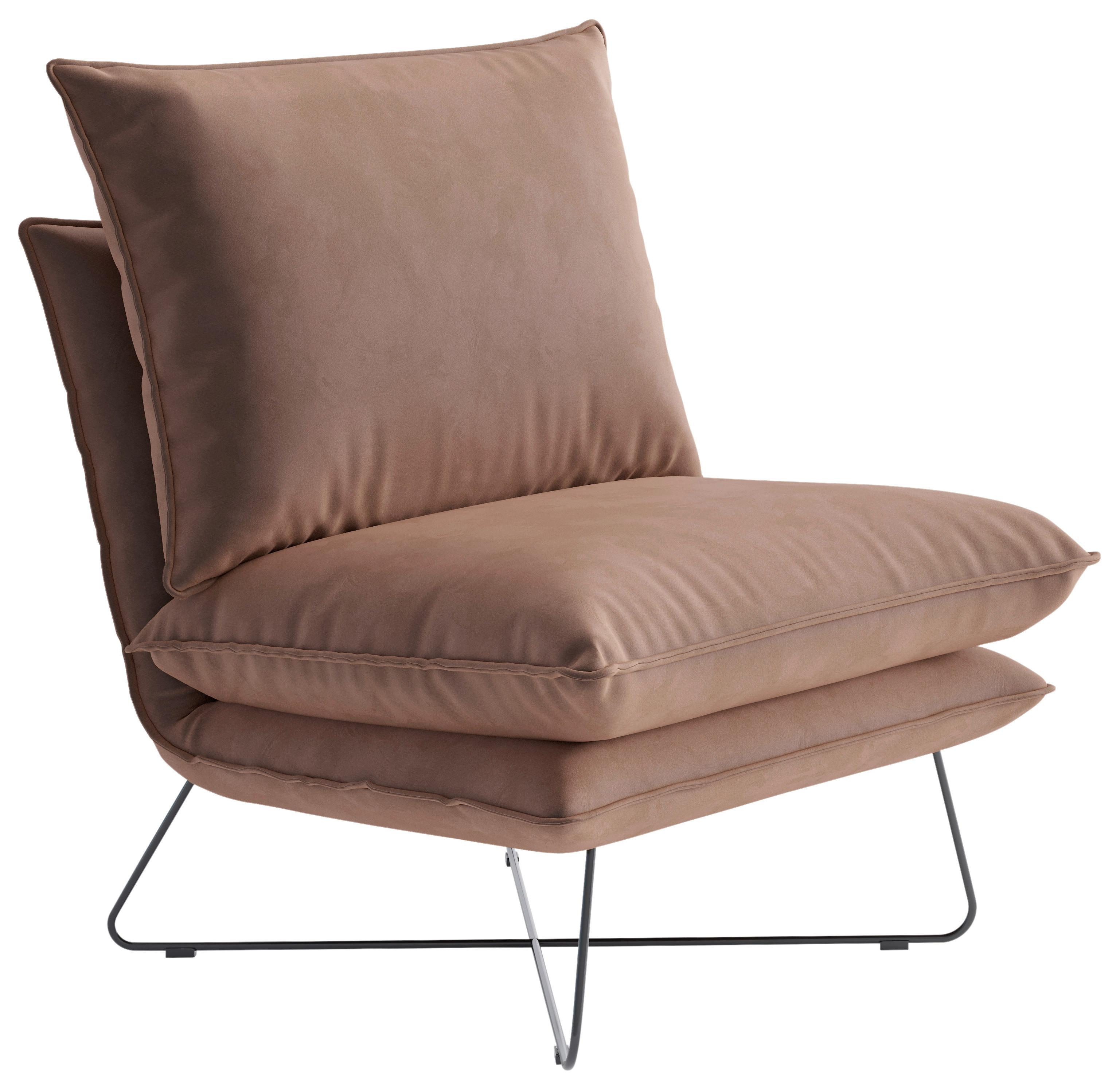 Sessel Skyline - Hellbraun/Schwarz, Design, Textil (72/84/90cm) - Livetastic