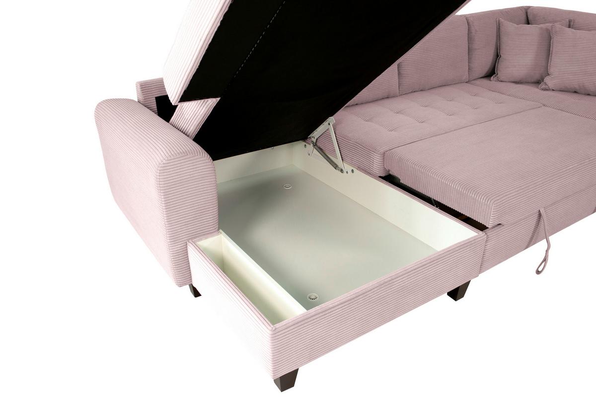 Wohnlandschaft Moritz Rosa U-Form:155x324x178 Cm - Rosa, Trend, Textil (155/324/178cm)