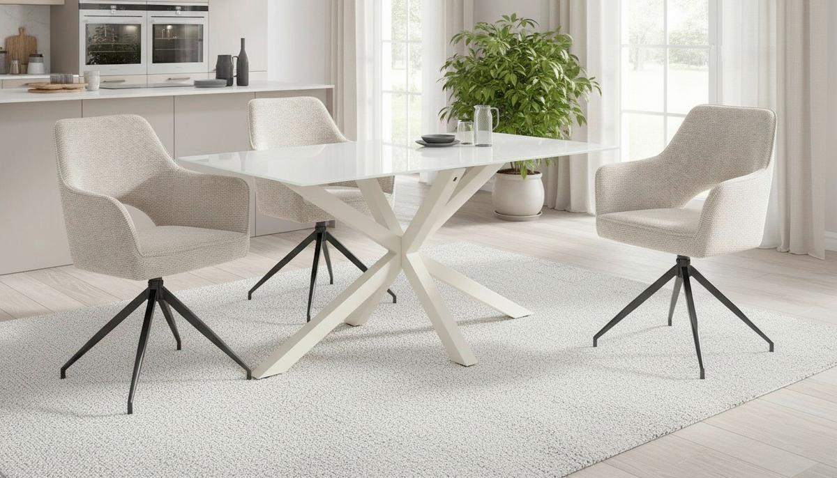 Esstisch Vanda Kaschmir L: 160 cm - Kaschmir, MODERN, Glas/Metall (160/90/75,5cm) - P & B
