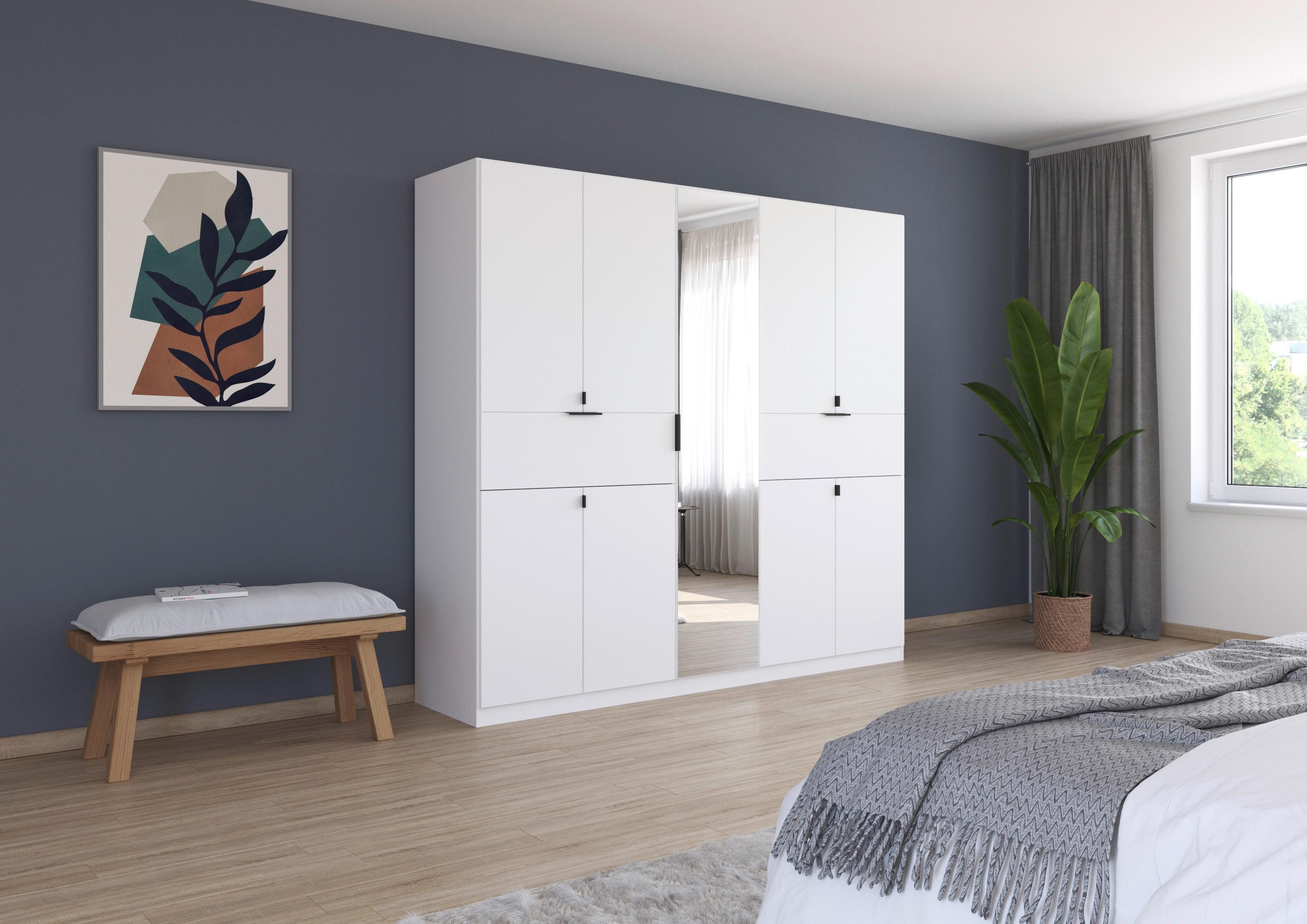 Drehtürenschrank Ticao Weiß B: 226 cm - Silberfarben/Weiß, MODERN, Holzwerkstoff (226/210/54cm) - Rauch Möbel