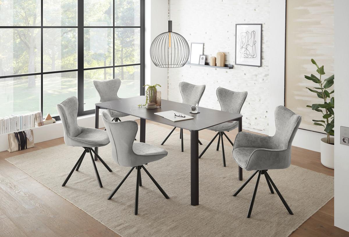 Esstisch Lenni - Schwarz, MODERN, Keramik/Metall (180/76/90cm) - MID.YOU