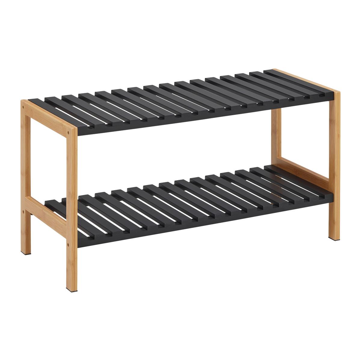 REGÁL NA BOTY ELSA - černá/přírodní barvy, Moderní, kompozitní dřevo/přírodní materiály (70/36/30cm) - Mömax
