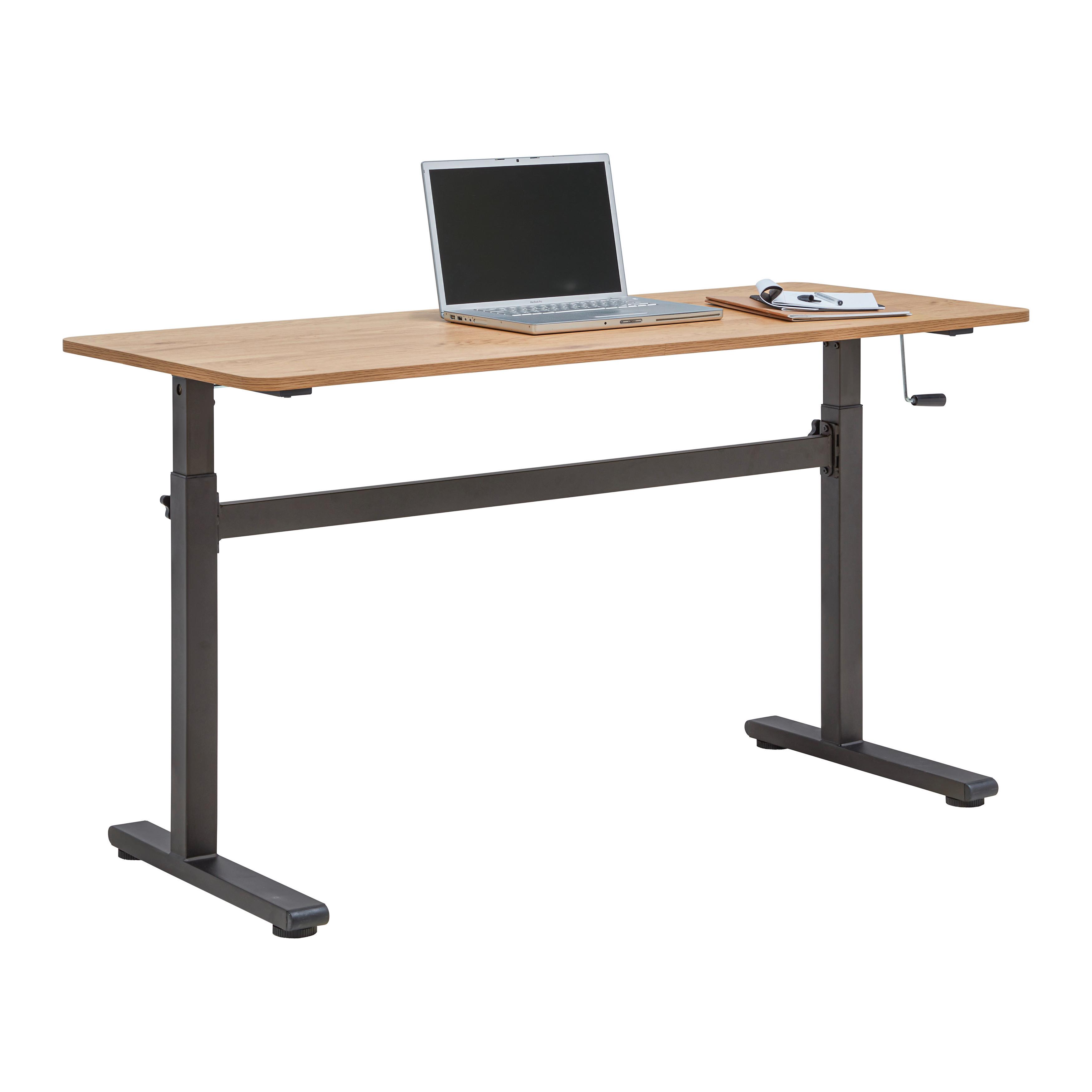 Písaci stôl CARMELO I - čierna/farba duba, Modern, kov/kompozitné drevo (140/70-117/60cm) - Mömax