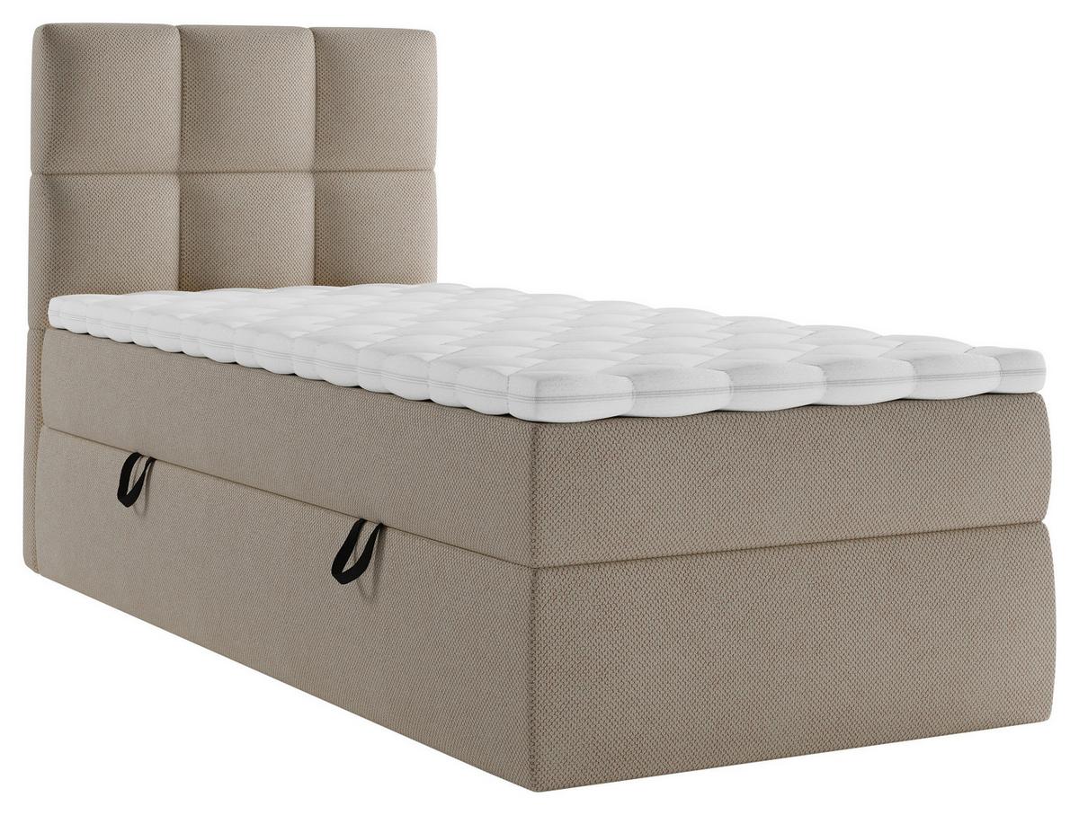 Boxbett Mit Topper & Bettkasten 90x200 Polly - Hellbraun/Schwarz, MODERN, Holz/Holzwerkstoff (90/200cm) - MID.YOU