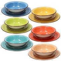 Tafelservice Keramik 6 Personen Geschirr Set - Türkis/Blau, MODERN, Keramik (39/35/41cm) - Tognana