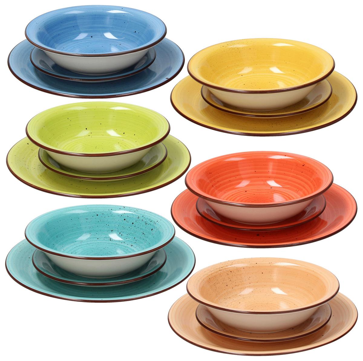 Tafelservice Keramik 6 Personen Geschirr Set - Türkis/Blau, MODERN, Keramik (39/35/41cm) - Tognana