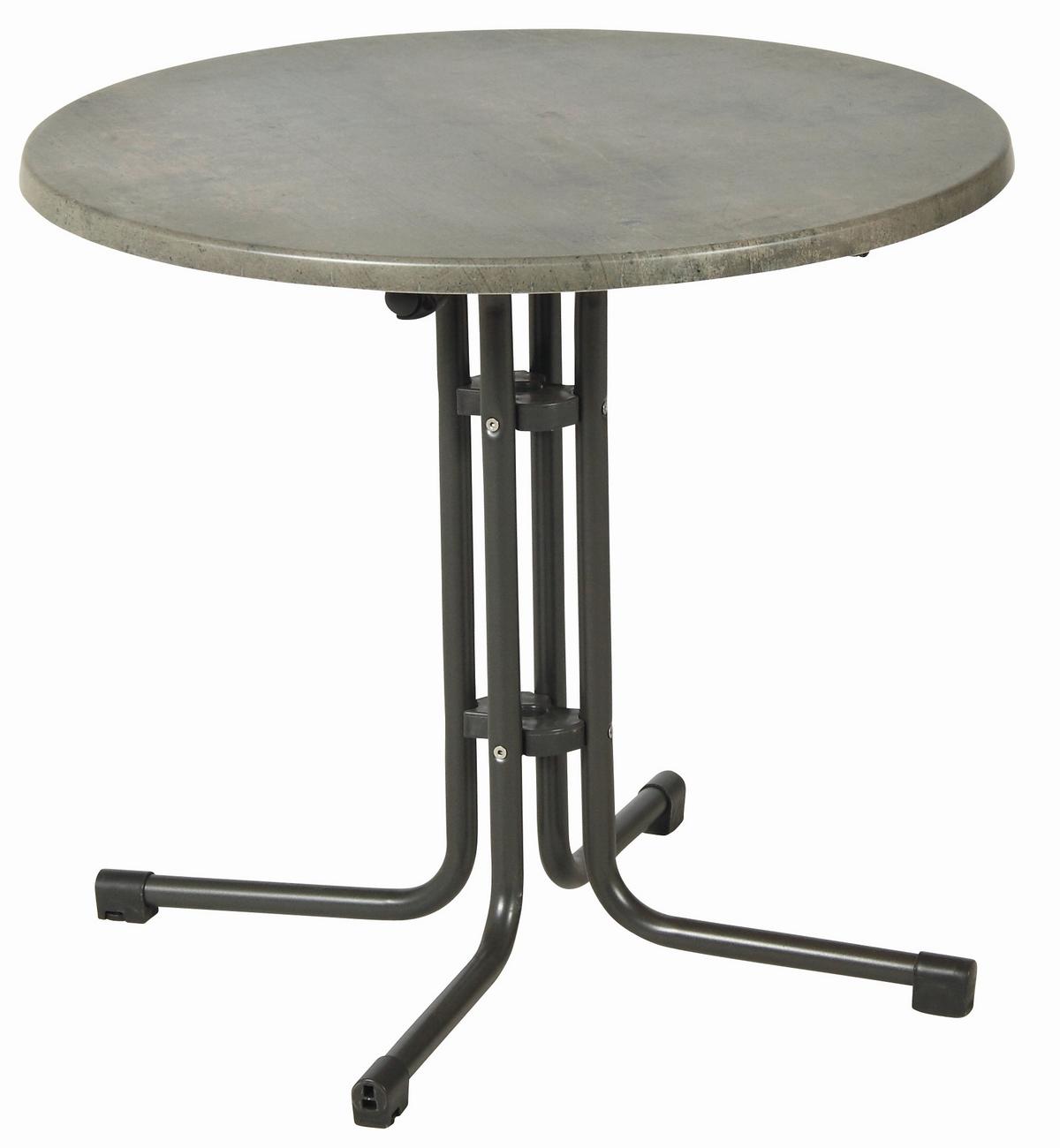 Gartentisch Klappbar Acamp Piazza Aluminium D: 80 Cm - Anthrazit/Grau, Basics, Holzwerkstoff/Metall (80/72cm) - Gardenson