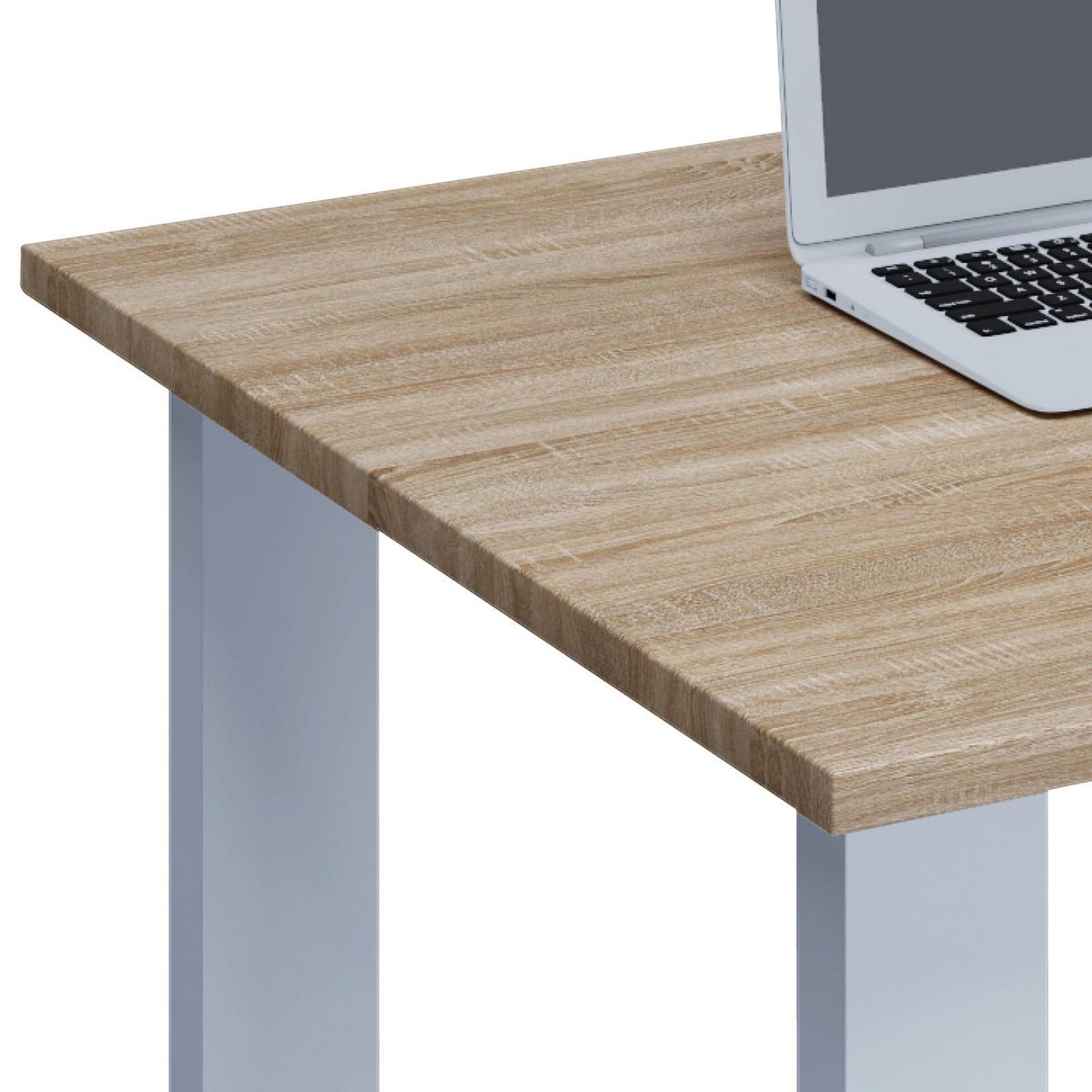 Schreibtisch Lona Sonoma Eiche/weiß B: 80 Cm - Weiß/Sonoma Eiche, MODERN, Holzwerkstoff/Metall (140/80/76cm) - MID.YOU