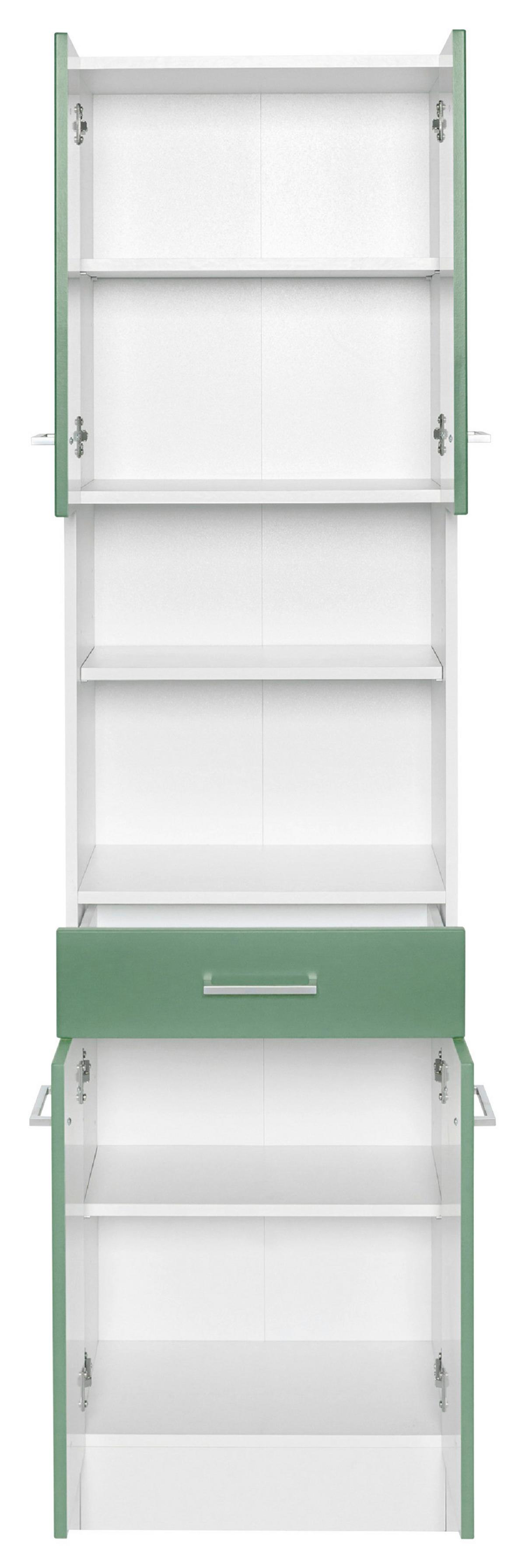 Badezimmer Hochschrank Riga 50x190 Cm Grün/weiß - Weiß/Grün, MODERN, Holzwerkstoff (50/190/35cm) - Held
