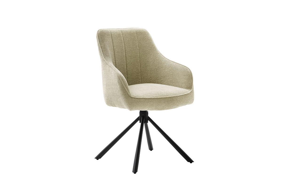 Armlehnstuhl Kasama Textil Creme 180° Drehbar - Creme/Schwarz, KONVENTIONELL, Textil/Metall (62/91/62cm)