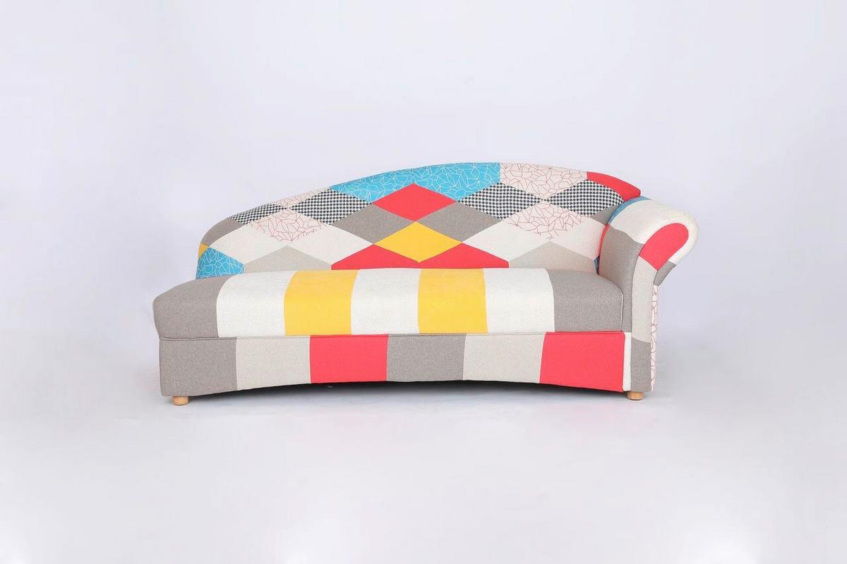 3-Sitzer Loretta ca.193x83x85 cm, Armlehne rechts - Hellbraun/Multicolor, Basics, Holz/Textil (193/83/85cm)