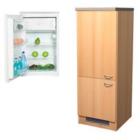 Kühlschrank-umbauschrank Nano B: 60 Cm Creme - Beige/Buchefarben, MODERN, Holzwerkstoff (60/162/60cm) - FlexWell