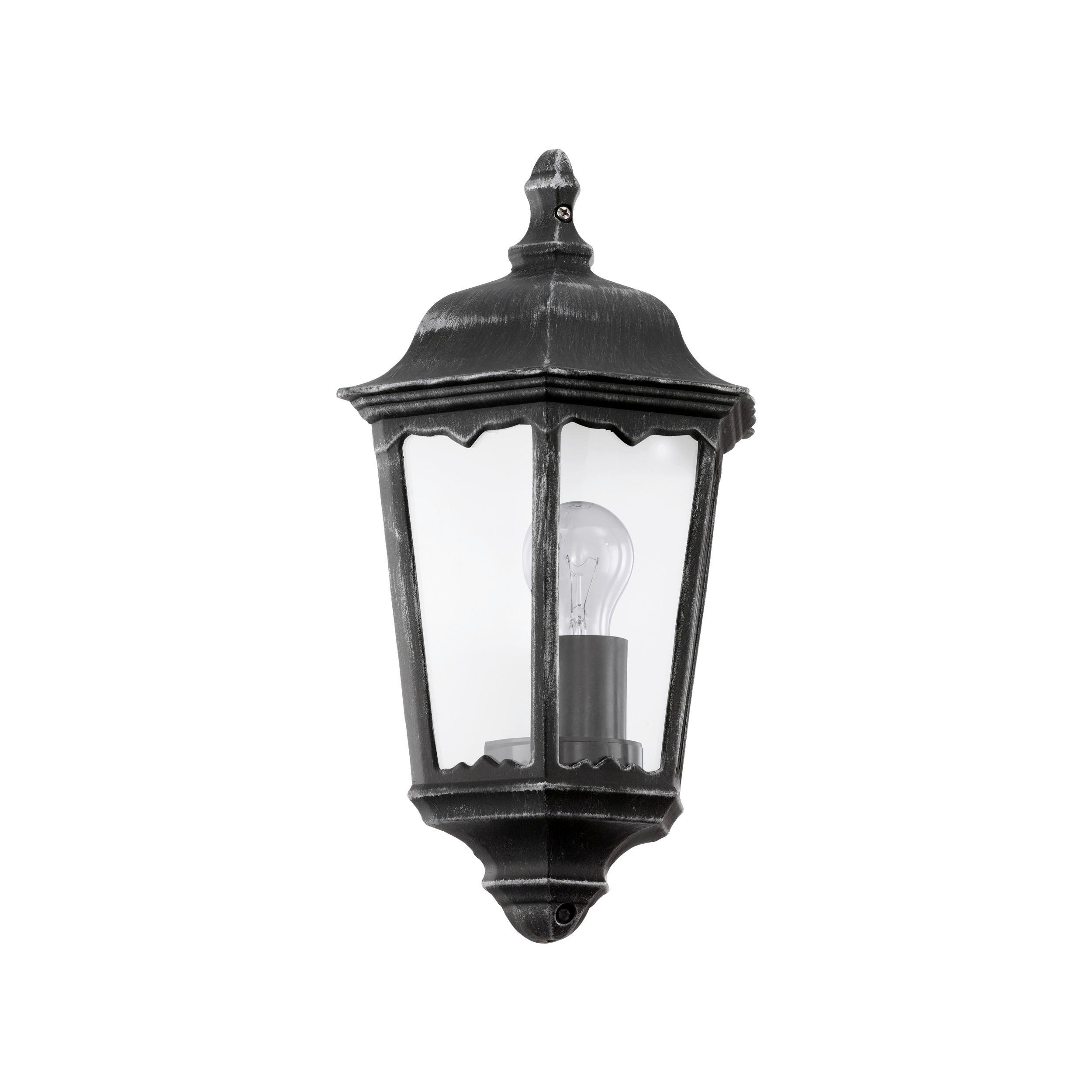 Außenwandleuchte Navedo Schwarz Silber - Klar/Silberfarben, Basics, Glas/Metall (29cm) - Eglo