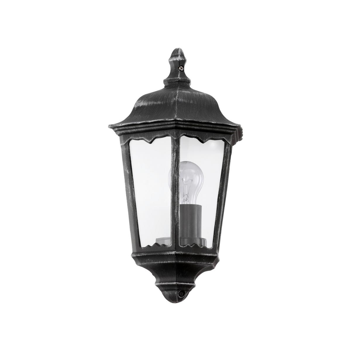 Außenwandleuchte Navedo Schwarz Silber - Klar/Silberfarben, Basics, Glas/Metall (29cm) - Eglo