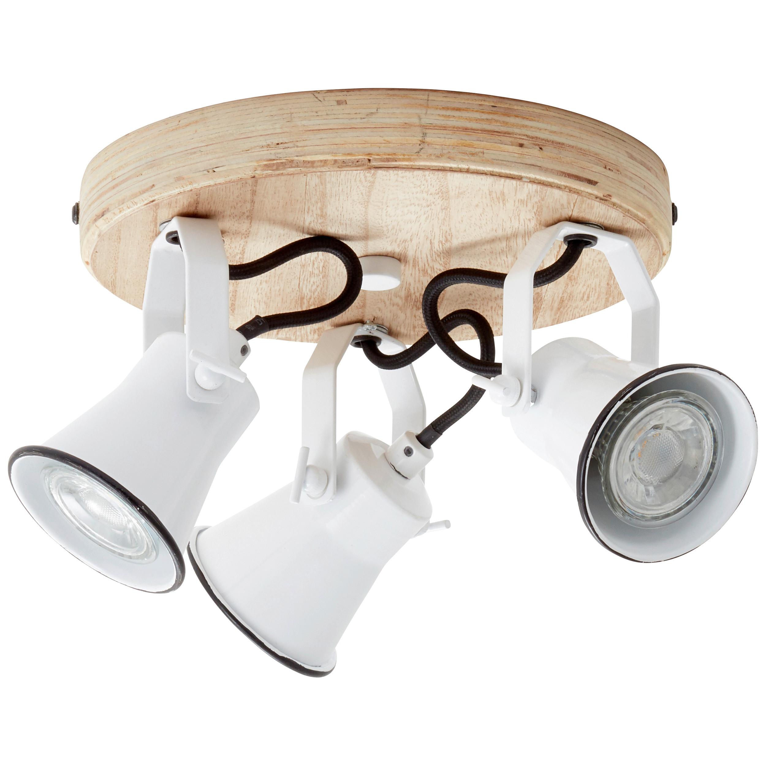 Deckenleuchte Seed Ø 28 cm Schwenkbar - Weiß, Natur, Holz/Metall (28/13cm) - Brilliant