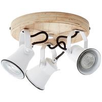 Deckenleuchte Seed Ø 28 cm Schwenkbar - Weiß, Natur, Holz/Metall (28/13cm) - Brilliant