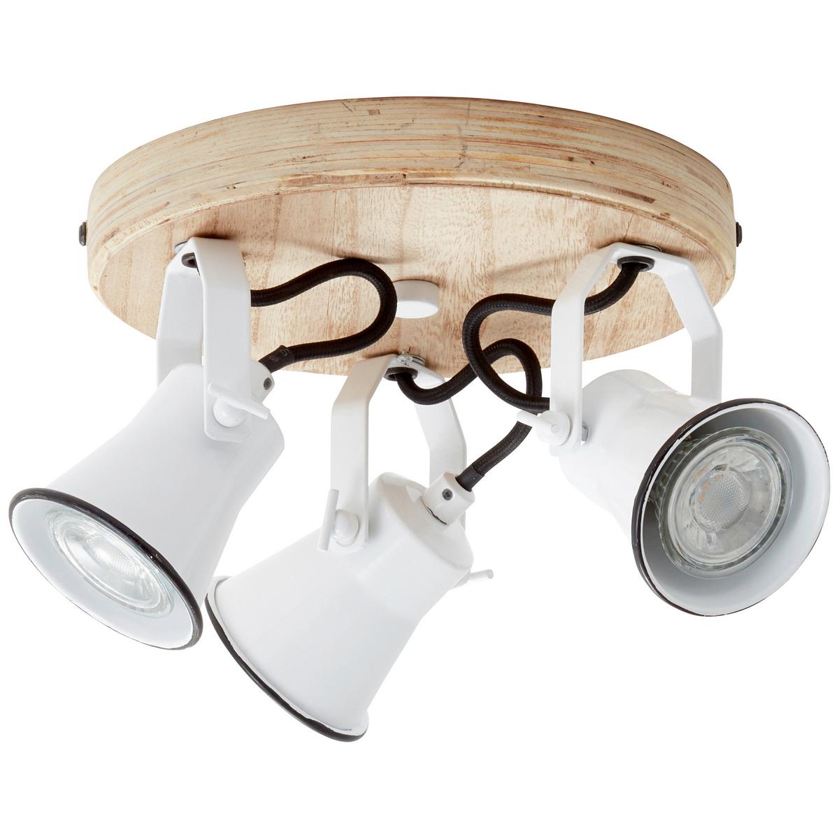 Deckenleuchte Seed Ø 28 cm Schwenkbar - Weiß, Natur, Holz/Metall (28/13cm) - Brilliant