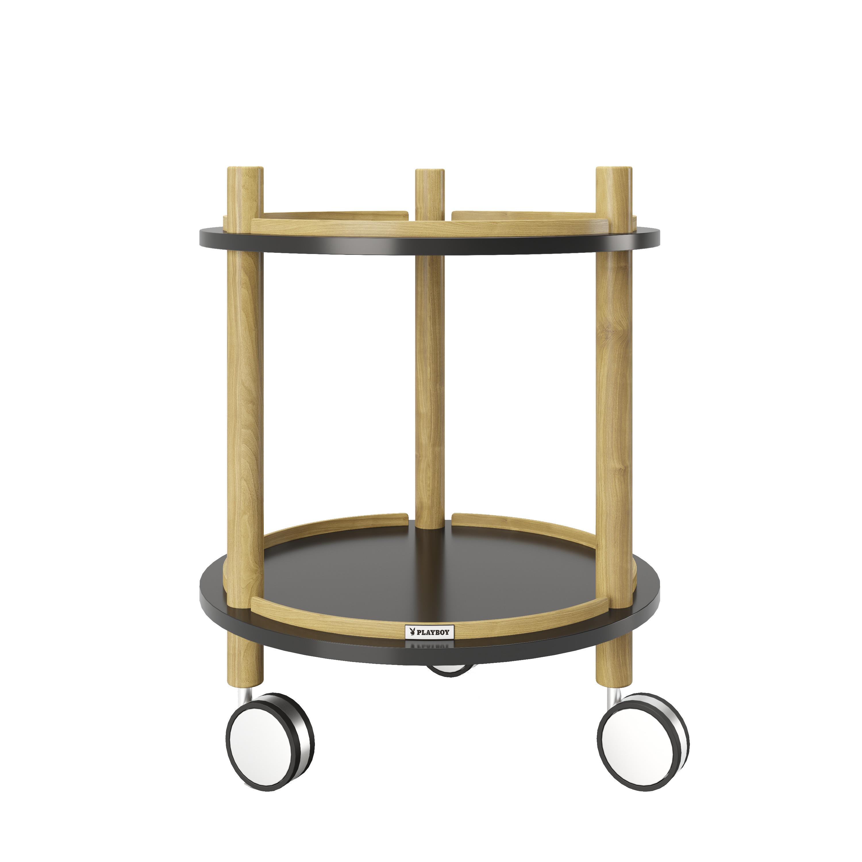 Beistelltisch Auf Rollen mit Ablage Carly Bambus/Schwarz - Nussbaumfarben/Schwarz, KONVENTIONELL, Holz/Holzwerkstoff (40/40/50cm) - Playboy