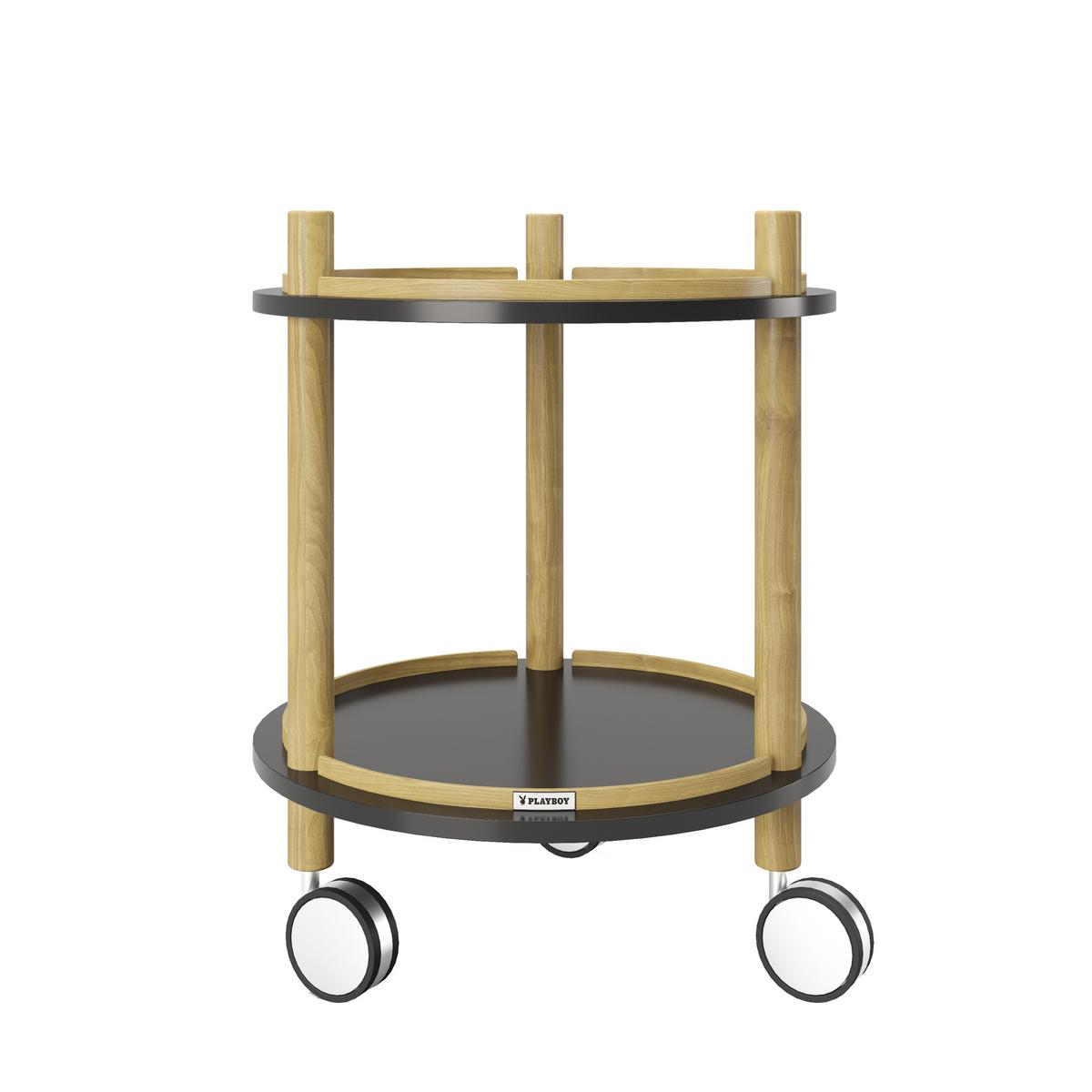 Beistelltisch Auf Rollen Mit Ablage Carly Bambus/schwarz - Nussbaumfarben/Schwarz, KONVENTIONELL, Holz/Holzwerkstoff (40/40/50cm) - Playboy