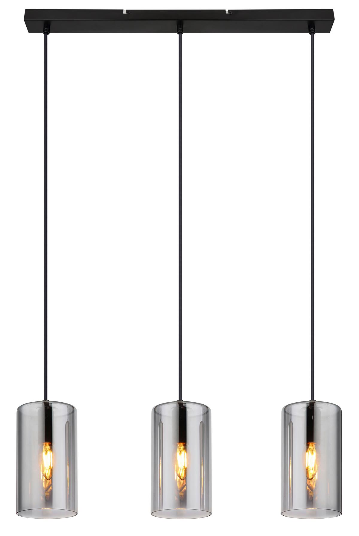 Hängeleuchte 21002-3h - Schwarz, Basics, Glas/Metall (63/11/120cm) - Globo
