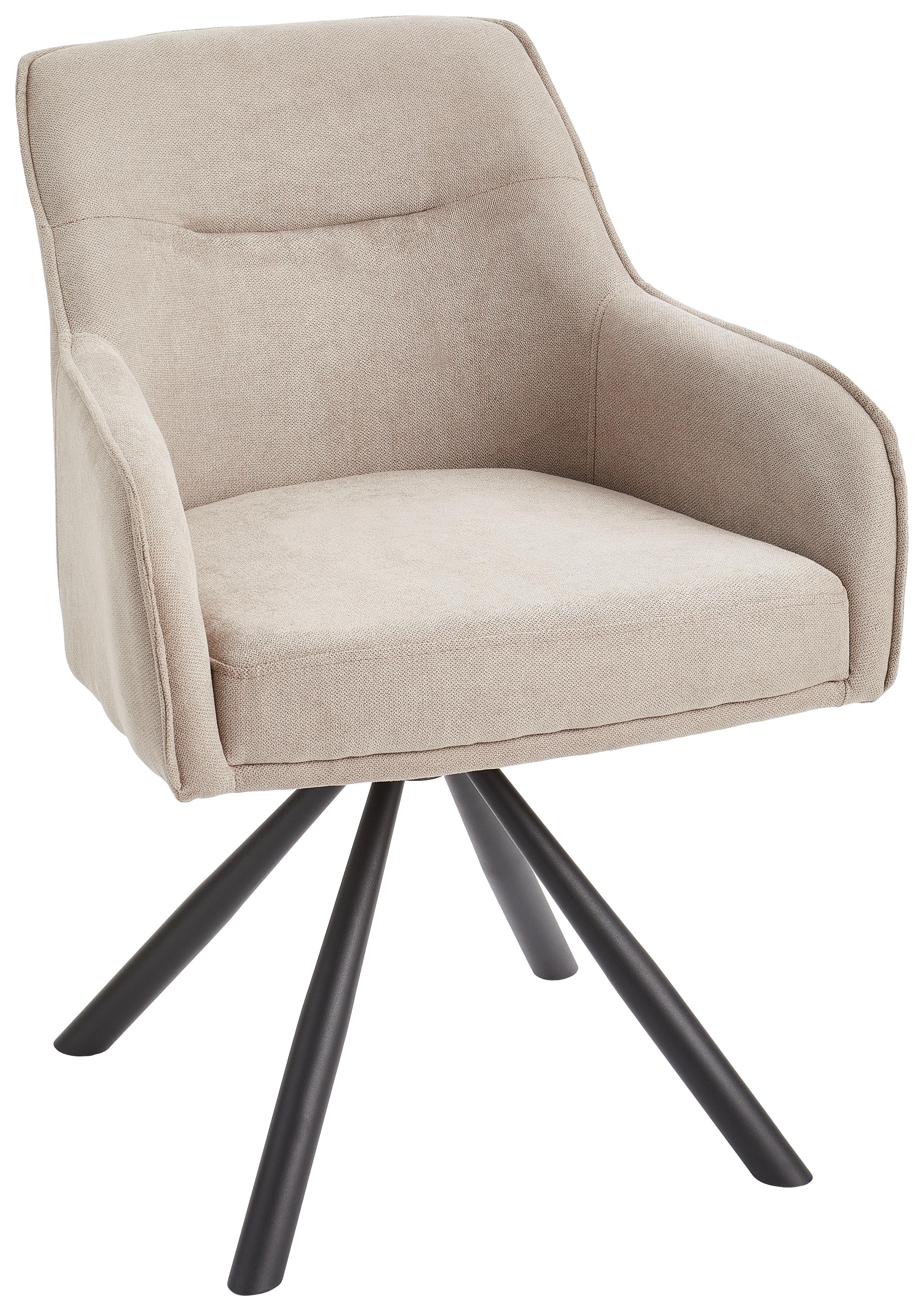 Armlehnstuhl Anna Schwarz/Taupe B: 61 cm - Taupe/Schwarz, MODERN, Textil/Metall (62/84/62cm) - Livetastic