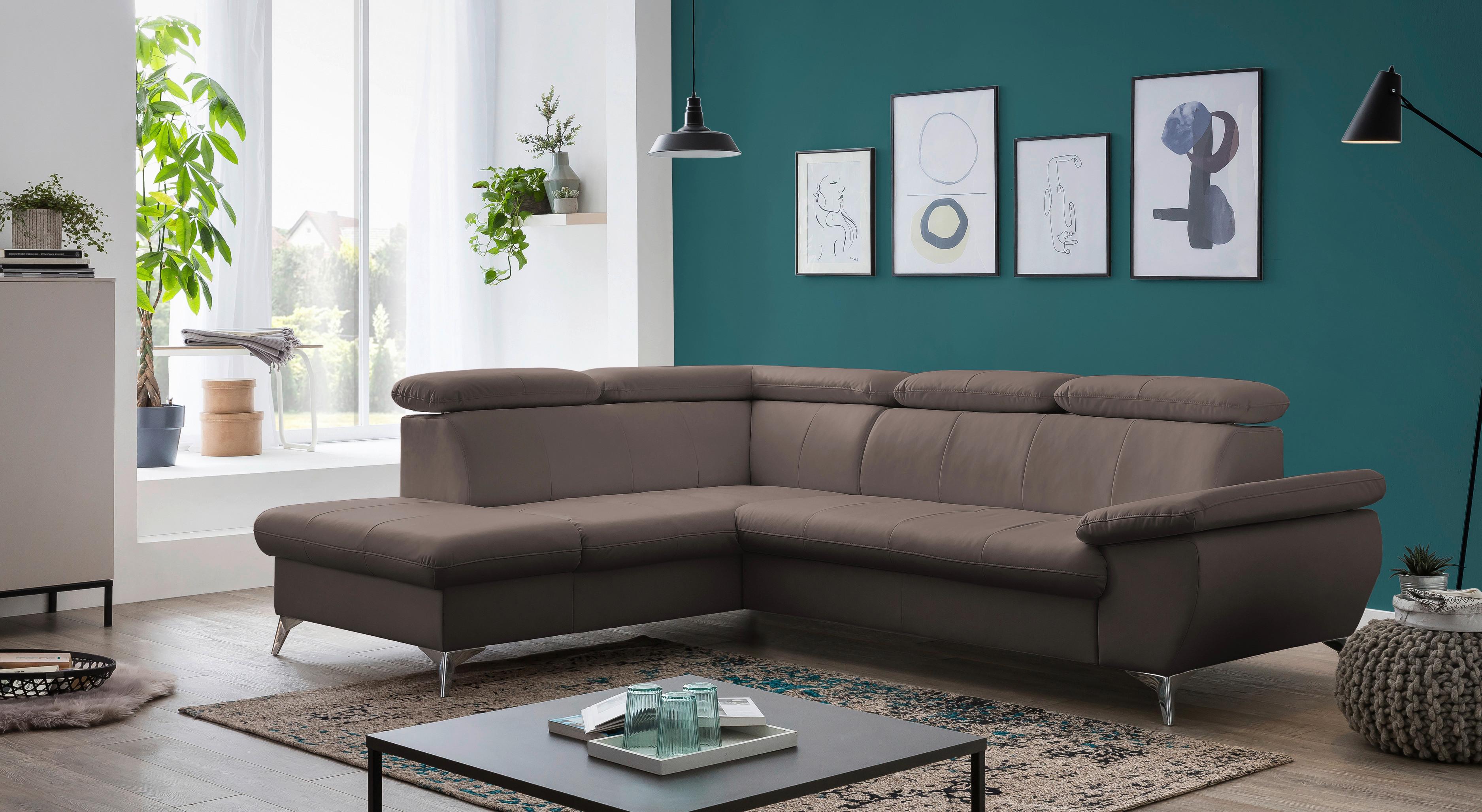 Ecksofa Mit Schlaffunktion Und Bettkasten Gisele Braun - Chromfarben/Braun, KONVENTIONELL, Textil (209/256cm) - Livetastic