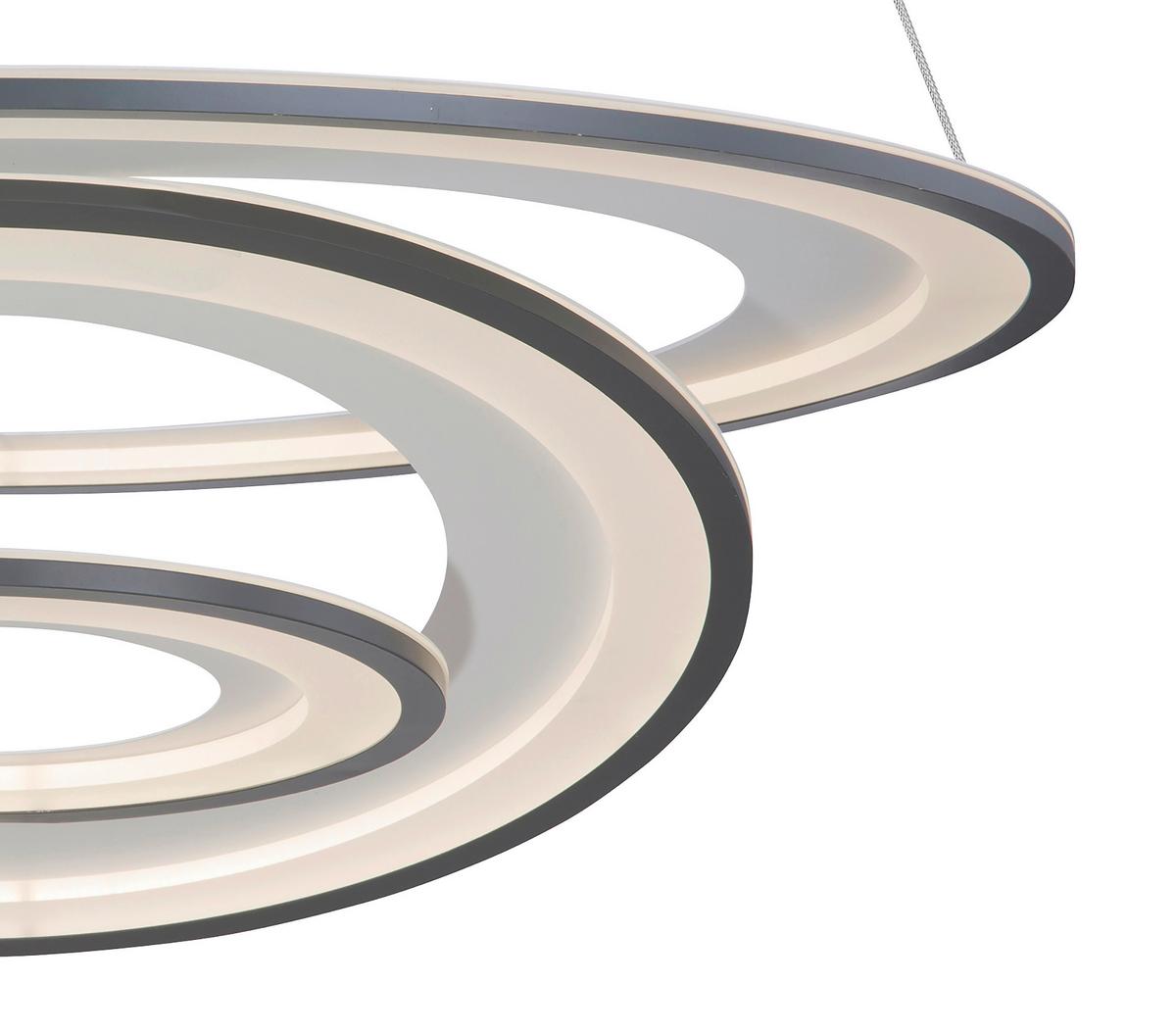 LED-Hängeleuchte H: 120 cm 1-Flammig mit Stufenschalter - Opal/Graphitfarben, Basics, Kunststoff/Metall (79,5/120cm) - Globo