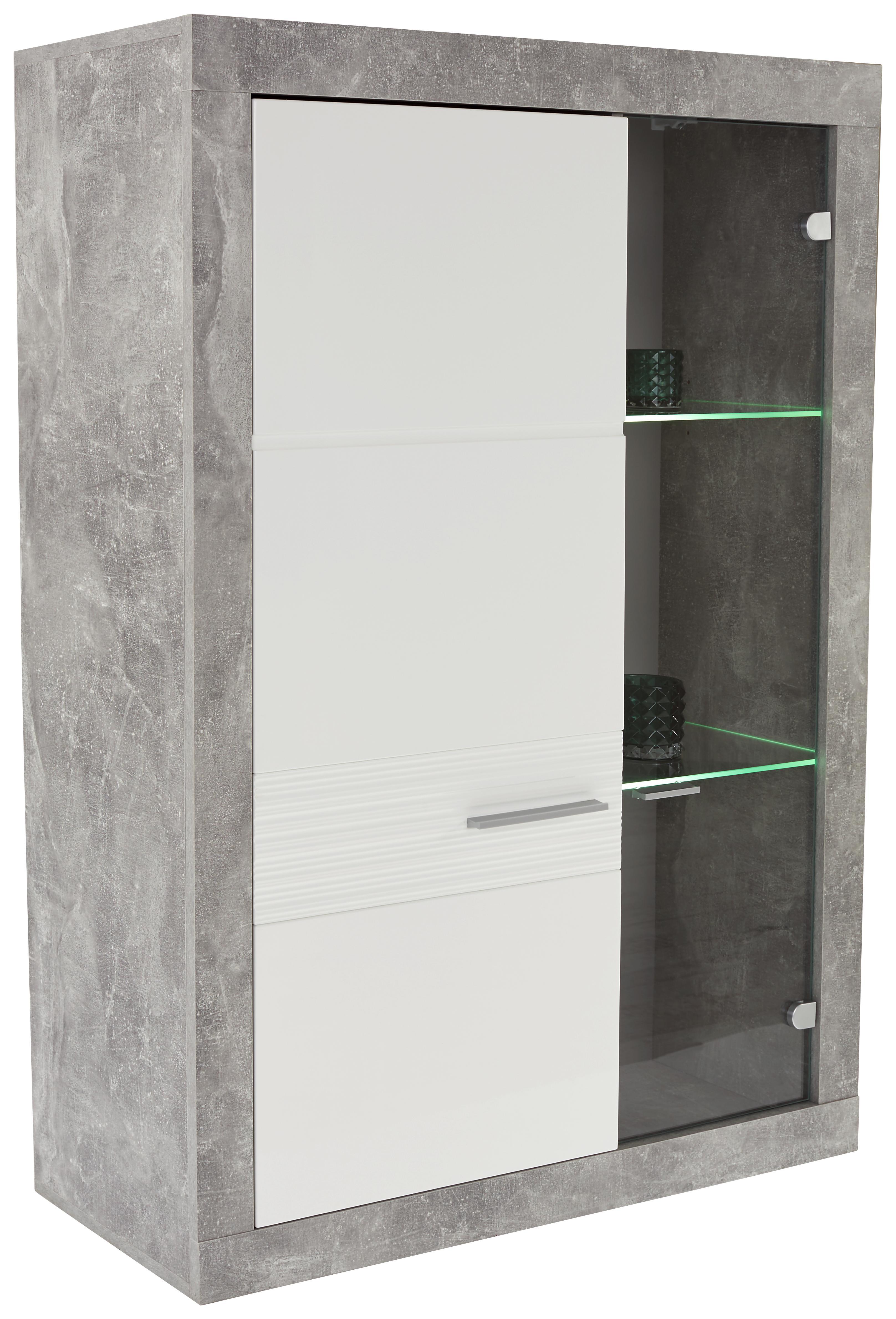 Vitrine Malta Beton - Schwarz/Weiß, MODERN, Glas/Holzwerkstoff (96/132/35cm)