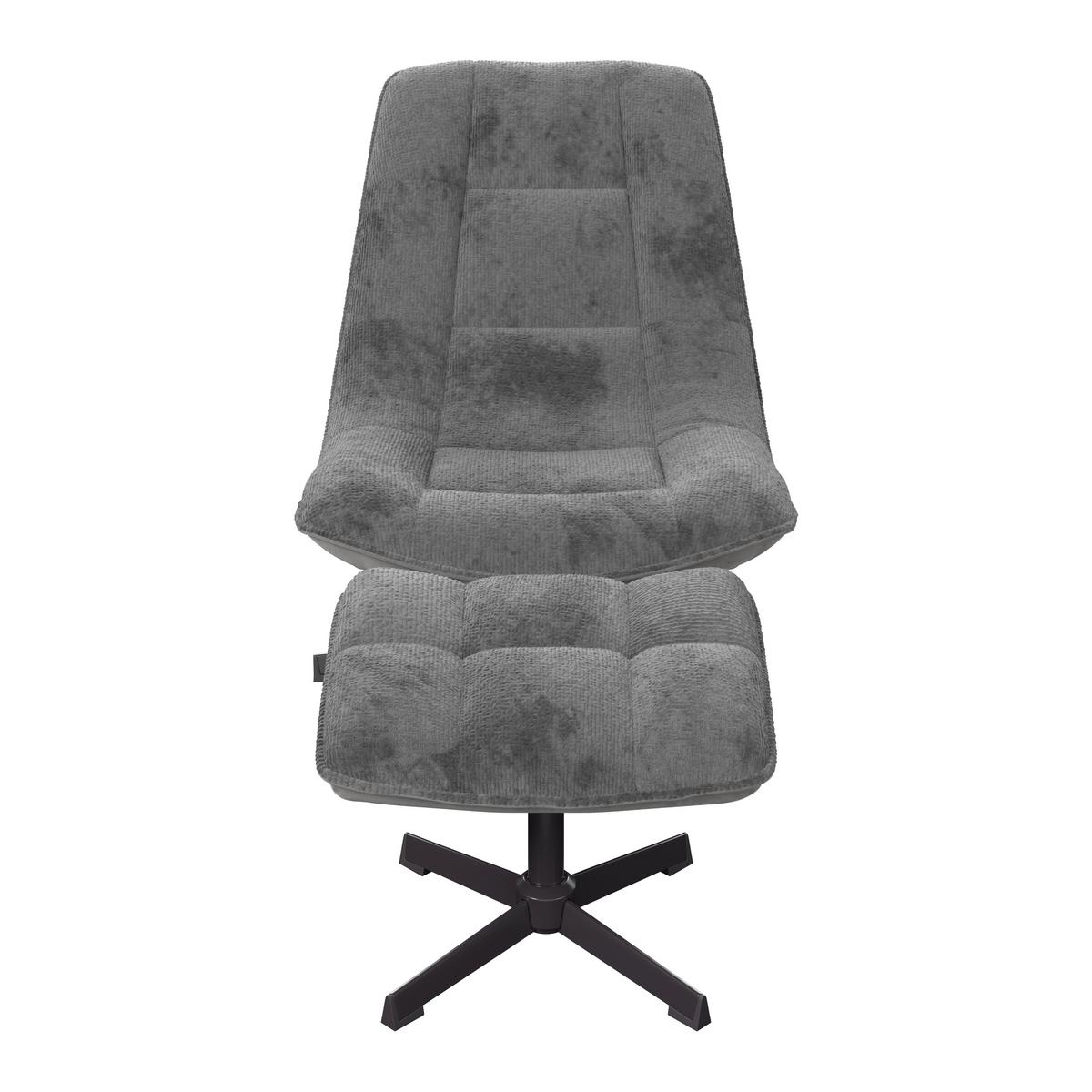 Relaxsessel Sofia Chenille grau, B: 77 cm - Schwarz/Grau, MODERN, Textil/Metall (77/88/94cm)