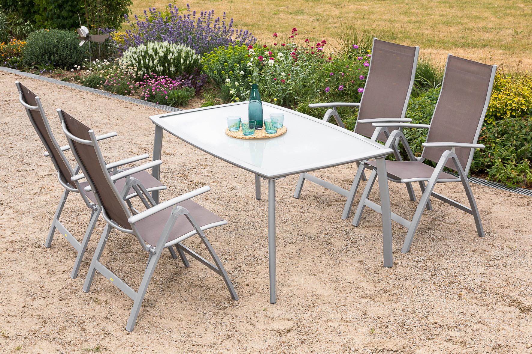 Gartenset Carrara - Taupe/Silberfarben, MODERN, Textil/Metall - Gardenson