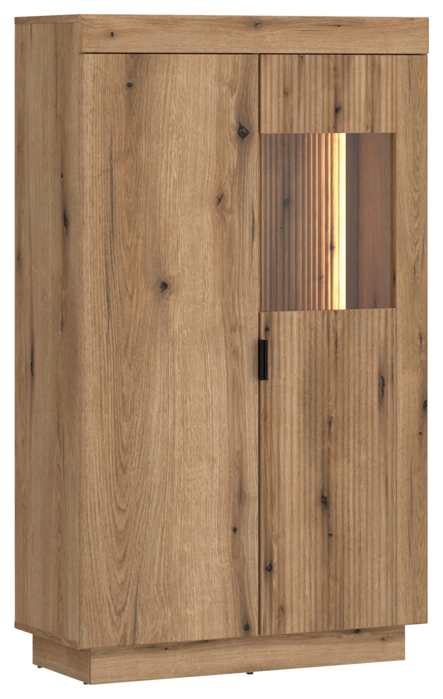 Vitrine Delamar Eichefarben Dekor B: 80,4 cm - Eichefarben, Trend, Glas/Holzwerkstoff (80,4/140,2/39,6cm)