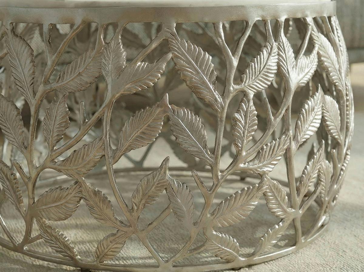 SATZTISCH Silberfarben/Weiß 2-teilig - Silberfarben/Weiß, Design, Stein/Metall (60/60/33cm) - MID.YOU