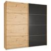 Skříň s posouvacími dverami QUADRA - barvy dubu, Konvenční, kov/kompozitní dřevo (226/229/63cm) - Mömax