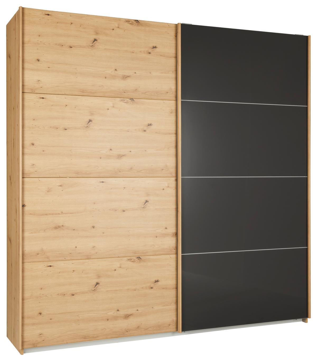 Skříň s posouvacími dverami QUADRA - barvy dubu, Konvenční, kov/kompozitní dřevo (226/229/63cm) - Mömax