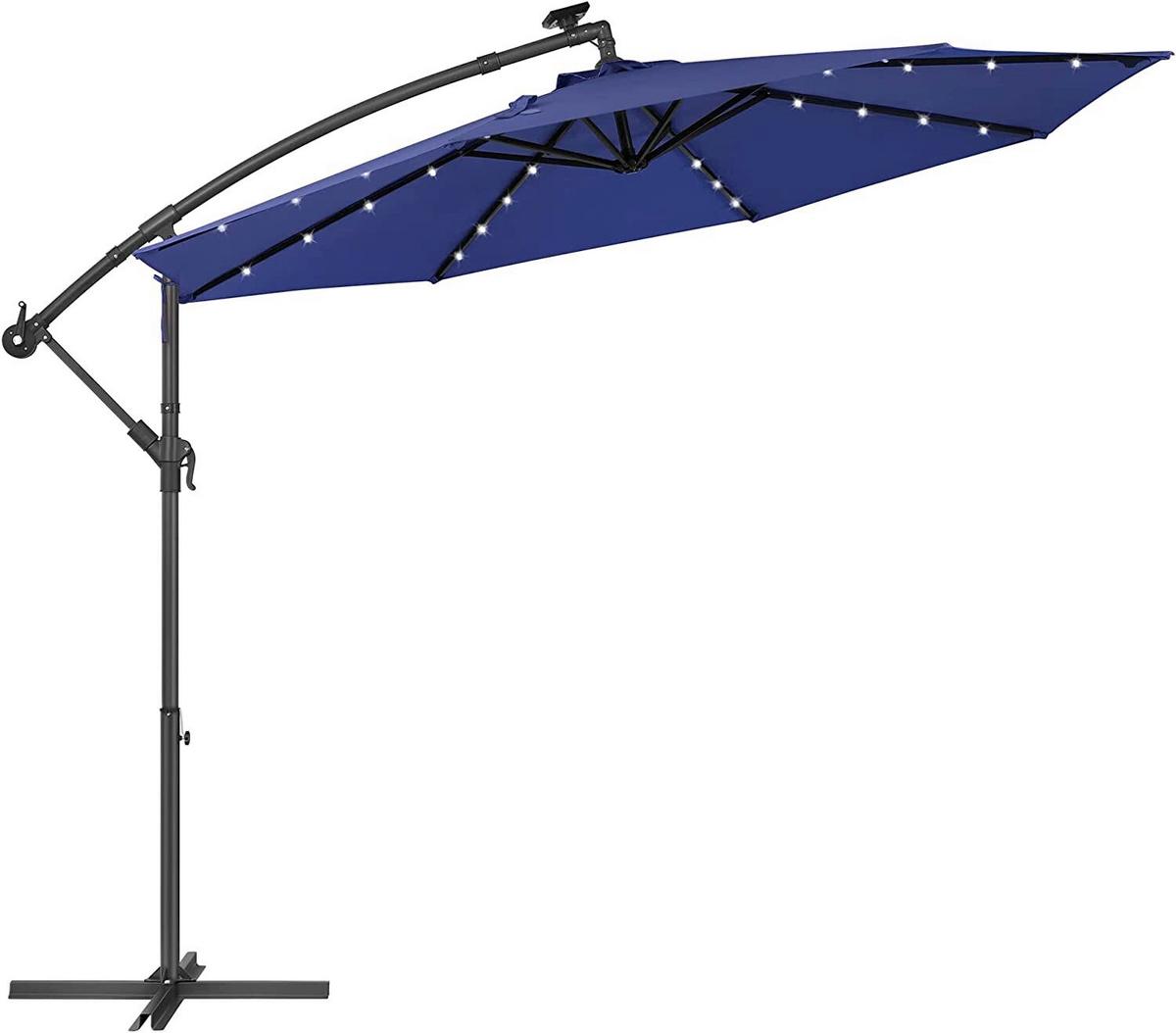 Led Sonnenschirm Blau Schwarz Bxl: 300x300 Cm - Blau/Schwarz, Basics, Textil/Metall (300/300cm) - Modante