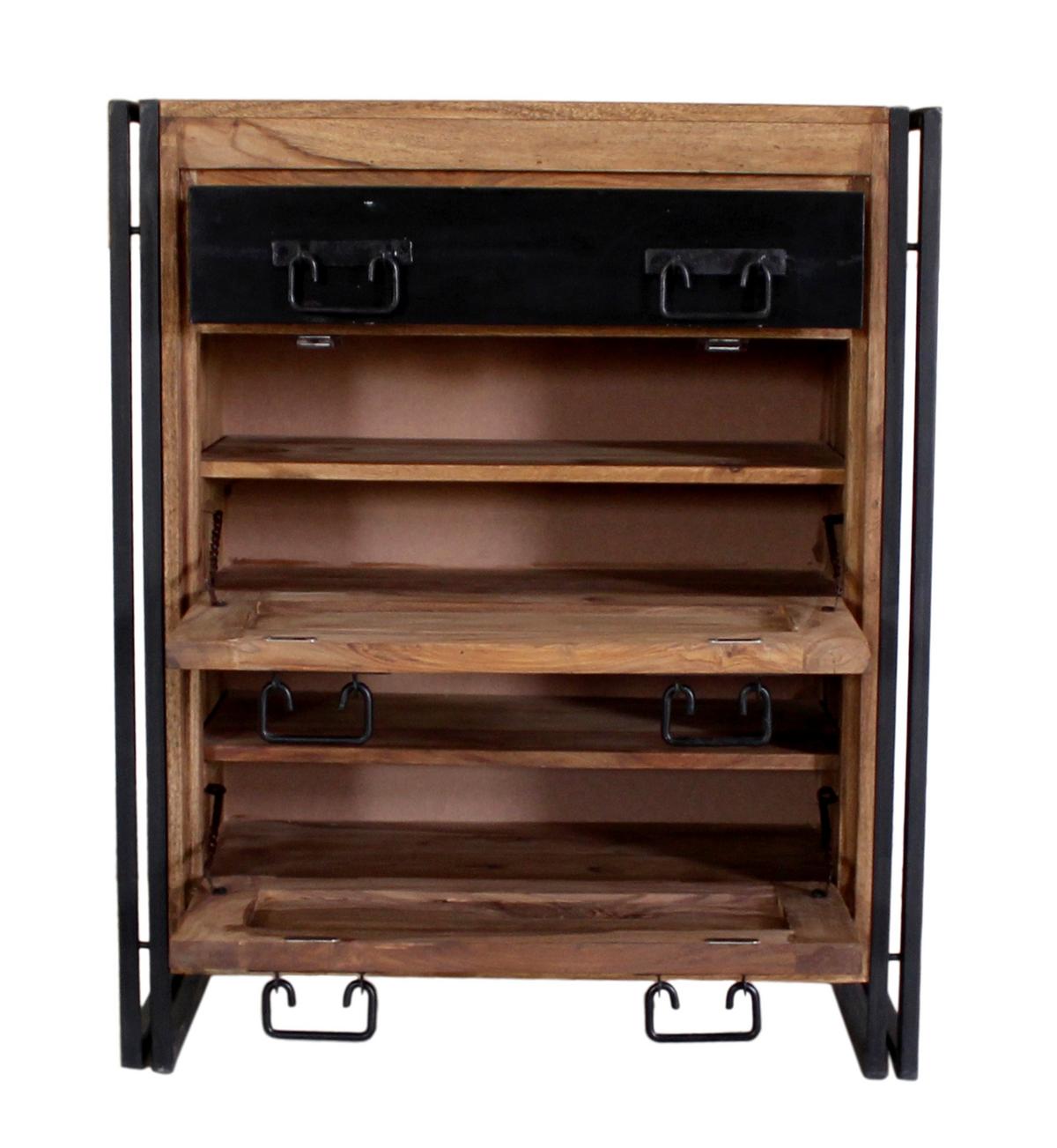 SCHUHSCHRANK Naturfarben/Schwarz B: 80cm - Schwarz/Naturfarben, Design, Holz/Metall (80/96/40cm) - MID.YOU