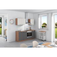 Küchenzeile Base ohne Geräte 200 cm Anthrazit/Weiß/Eiche - Anthrazit/Weiß, Design, Holzwerkstoff (200cm) - Express
