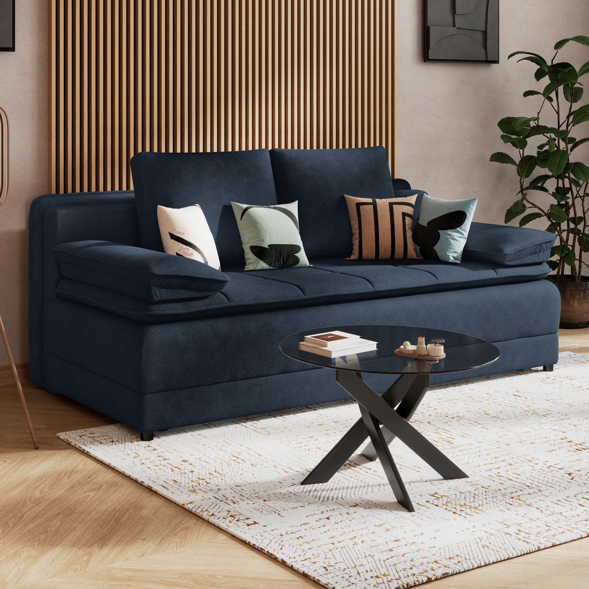 Kanapéágy Alice - sötétkék, Modern, textil (202/73-92/105cm) - Luca Bessoni