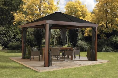 Pavillon Valencia 363x310x363 Cm Wetterfest - Braun, Basics, Metall (363/310/363cm)