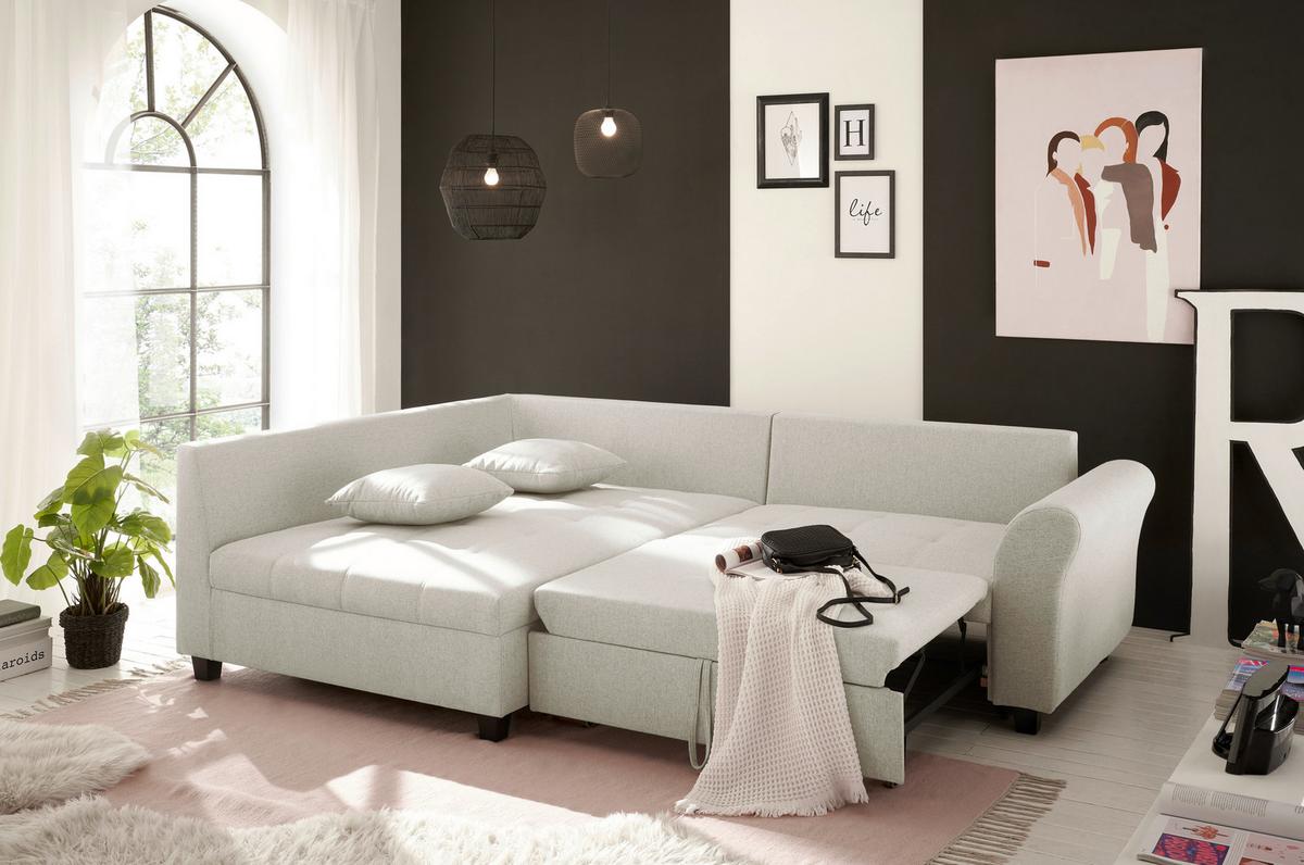 Ecksofa Liz Beige S: 175x252 Cm - Beige/Schwarz, MODERN, Textil (175/252cm) - Livetastic
