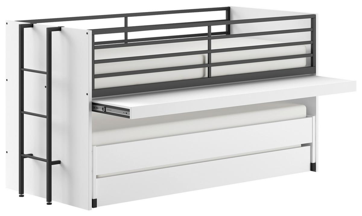 Hochbett Sam - Weiß, MODERN, Holzwerkstoff (90/200cm) - Vipack