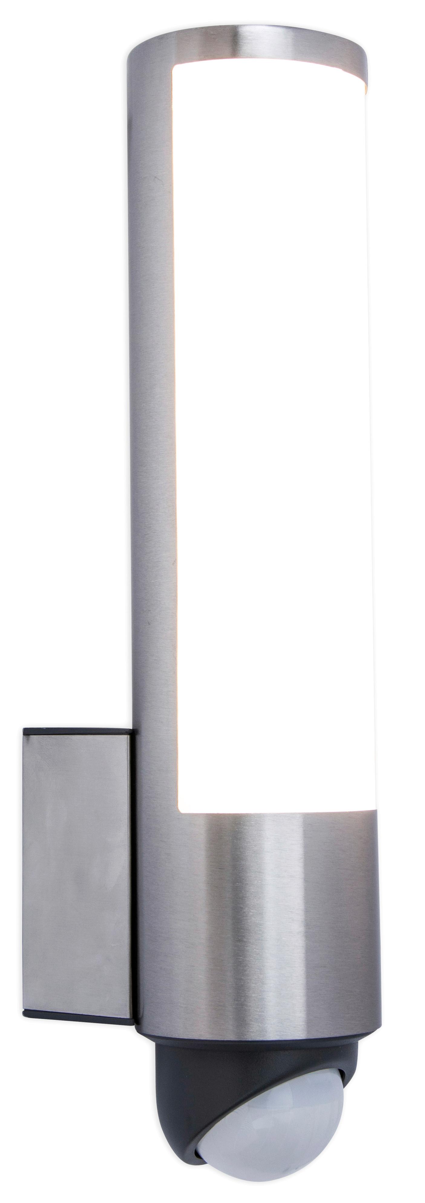 Außenwandleuchte Leda 15,5w Kunststoff Metall, Wandmontage - Edelstahlfarben/Weiß, Design, Kunststoff/Metall (34,50/7,60/11,60cm)
