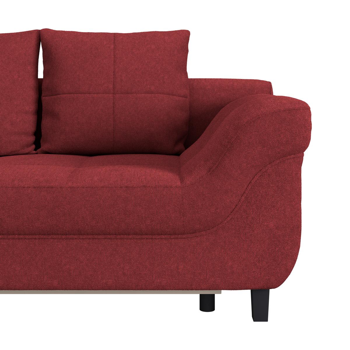 Ecksofa Mendoza - Rot/Schwarz, Design, Textil (197/309cm) - Ondega