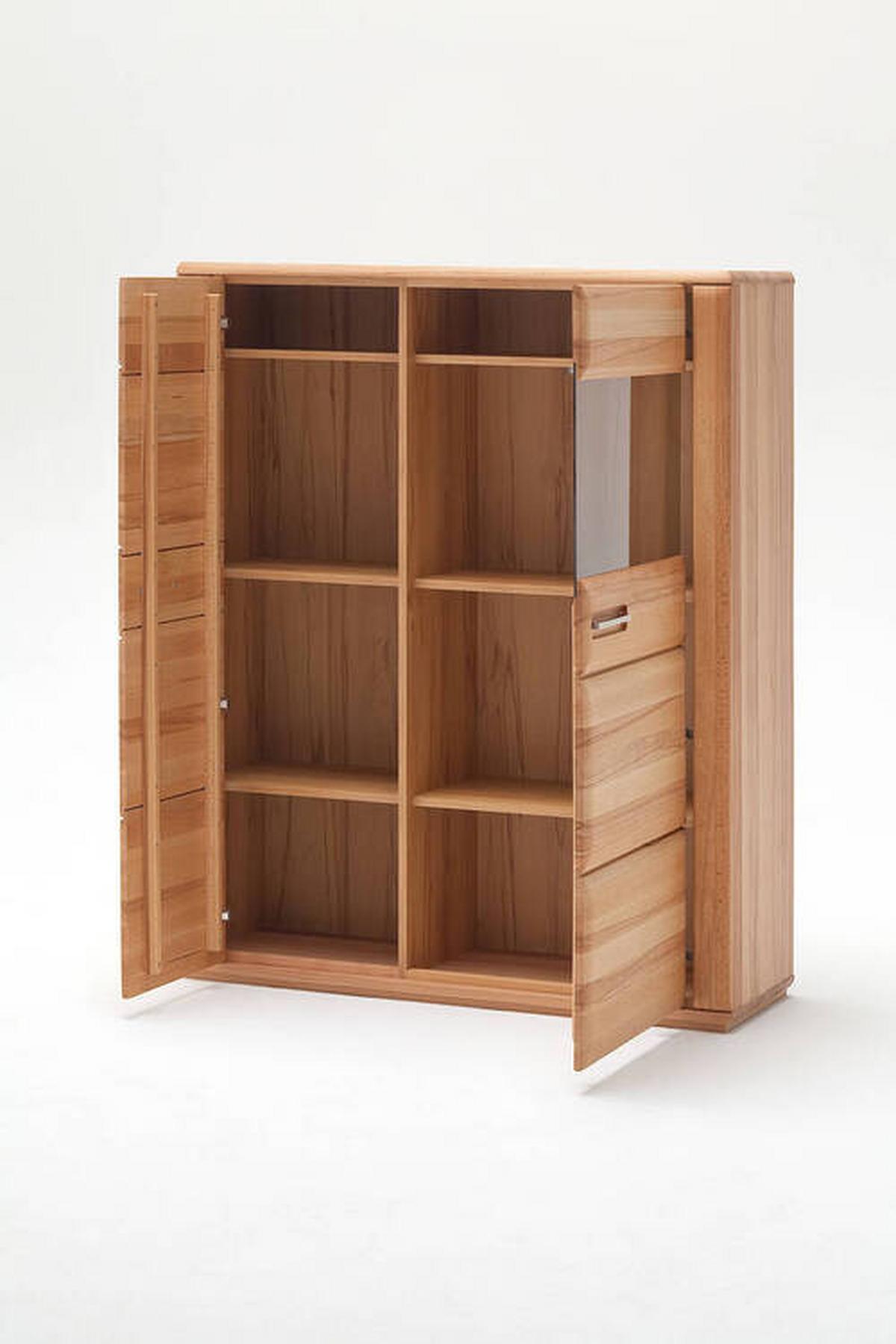 Wohnkombination teilmassiv 3--Teilig. Sena Buchefarben - Buchefarben, Design, Glas/Holz (300/176/51cm) - Livetastic