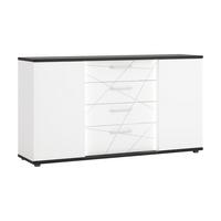 Kommode Venezia Eiche Dunkel/weiß B: 161,4 Cm - Eiche dunkel/Weiß Hochglanz, MODERN, Holzwerkstoff (161,4/87,4/40cm)