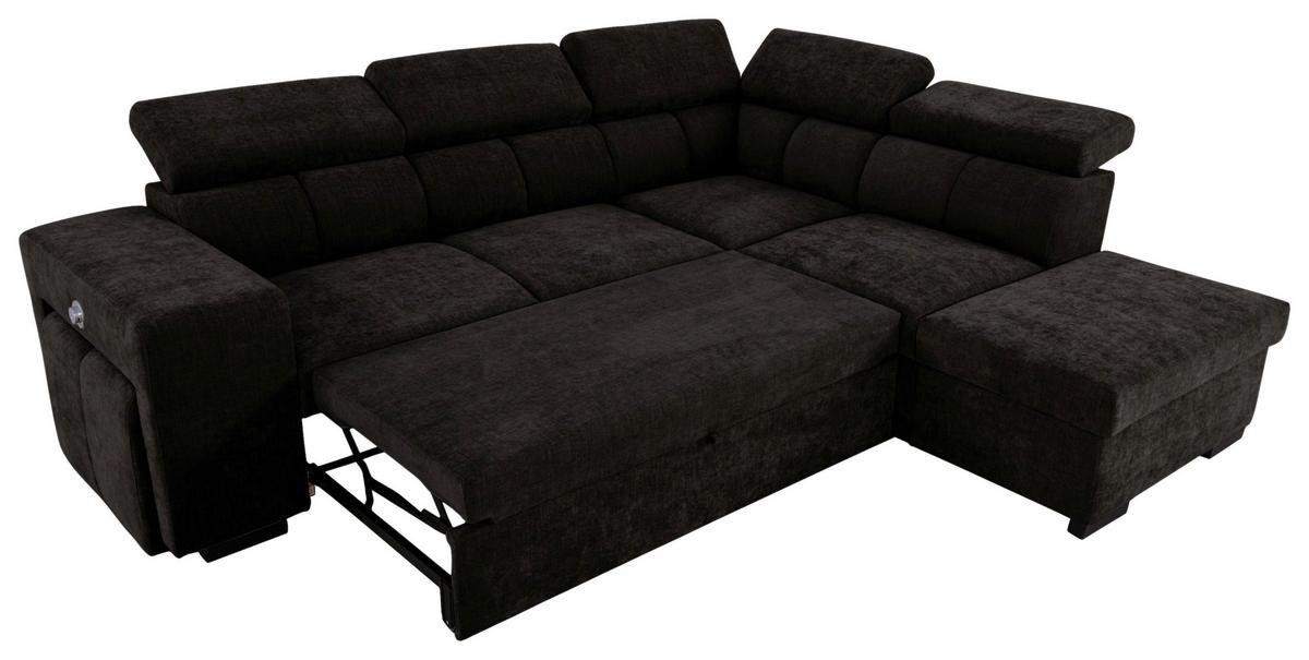 Ecksofa Sirius L schwarz, 267x218cm - Eichefarben/Schwarz, KONVENTIONELL, Holz/Holzwerkstoff (267/218cm)